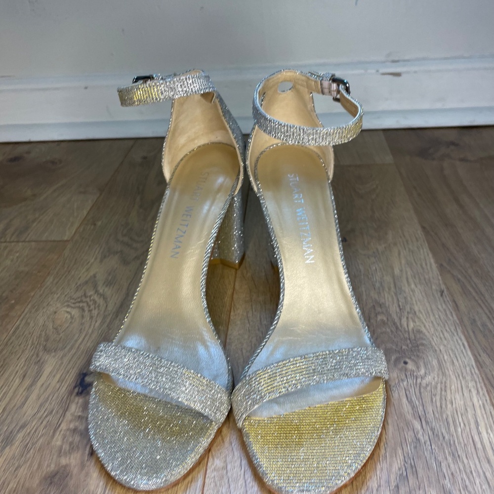 Stuart Weitzman Nearly Nude Nocturn Silver Sparkly Heels Size: 7.5 - Picture 5 of 8